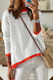 Women's Striped Color Block Sweater Drop Shoulder Relaxed Fit Pullover