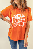 Women's Pumpkin Spice Jesus Chris Graphic Loose Fit T Shirt