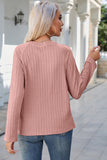 LC25121859-10-S, LC25121859-10-M, LC25121859-10-L, LC25121859-10-XL, LC25121859-10-2XL, LC25121859-10-3XL, Pink Ribbed Round Neck Knit Long Sleeve Top 