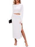 LC275038-1-S, LC275038-1-M, LC275038-1-L, LC275038-1-XL, White knit dress sets