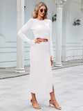 LC275038-1-S, LC275038-1-M, LC275038-1-L, LC275038-1-XL, White knit dress sets