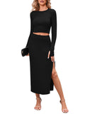 LC275038-2-S, LC275038-2-M, LC275038-2-L, LC275038-2-XL, Black knit dress sets