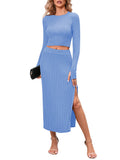 LC275038-4-S, LC275038-4-M, LC275038-4-L, LC275038-4-XL, Sky Blue knit dress sets