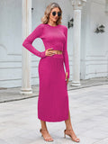 LC275038-6-S, LC275038-6-M, LC275038-6-L, LC275038-6-XL, Rose Red knit dress sets