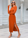 LC275038-14-S, LC275038-14-M, LC275038-14-L, LC275038-14-XL, Orange knit dress sets