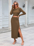 LC275038-16-S, LC275038-16-M, LC275038-16-L, LC275038-16-XL, Khaki knit dress sets