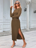 LC275038-16-S, LC275038-16-M, LC275038-16-L, LC275038-16-XL, Khaki knit dress sets