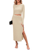 LC275038-18-S, LC275038-18-M, LC275038-18-L, LC275038-18-XL, Apricot knit dress sets