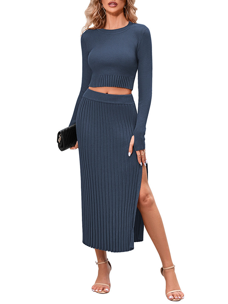 LC275038-305-S, LC275038-305-M, LC275038-305-L, LC275038-305-XL, Navy knit dress sets