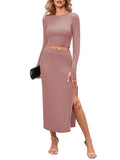 LC275038-10010-S, LC275038-10010-M, LC275038-10010-L, LC275038-10010-XL, Peach Blossom knit dress sets