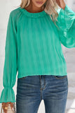 LC25121763-9-S, LC25121763-9-M, LC25121763-9-L, LC25121763-9-XL, Green Striking Pleated Flared Cuff Long Sleeve Blouse