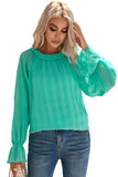 LC25121763-9-S, LC25121763-9-M, LC25121763-9-L, LC25121763-9-XL, Green Striking Pleated Flared Cuff Long Sleeve Blouse