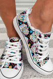 Women's Skull and Flower Print Halloween Canvas Shoes