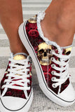 Women's Rose Flower and Skull Print Sneaker for Halloween