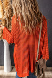 LC271896-14, Orange Hollow-out Knit Kimono