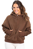 LC25315352-P1017-S, LC25315352-P1017-M, LC25315352-P1017-L, LC25315352-P1017-XL, Coffee Kangaroo Pocket Half Zipper Loose Fit Hoodie