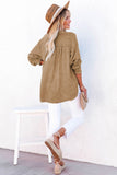 LC25121568-17-M, LC25121568-17-L, LC25121568-17-XL, LC25121568-17-S, LC25121568-17-2XL, Brown Crinkle Textured Loose Henley Top
