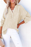 LC25121568-18-M, LC25121568-18-L, LC25121568-18-XL, LC25121568-18-S, LC25121568-18-2XL, Apricot Crinkle Textured Loose Henley Top