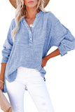 LC25121568-4-M, LC25121568-4-L, LC25121568-4-XL, LC25121568-4-S, LC25121568-4-2XL, Sky Blue Crinkle Textured Loose Henley Top