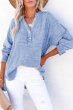 LC25121568-4-M, LC25121568-4-L, LC25121568-4-XL, LC25121568-4-S, LC25121568-4-2XL, Sky Blue Crinkle Textured Loose Henley Top