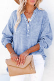 LC25121568-4-M, LC25121568-4-L, LC25121568-4-XL, LC25121568-4-S, LC25121568-4-2XL, Sky Blue Crinkle Textured Loose Henley Top