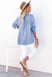LC25121568-4-M, LC25121568-4-L, LC25121568-4-XL, LC25121568-4-S, LC25121568-4-2XL, Sky Blue Crinkle Textured Loose Henley Top