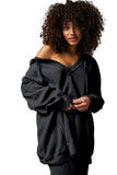LC25315517-P2-S, LC25315517-P2-M, LC25315517-P2-L, LC25315517-P2-XL, LC25315517-P2-2XL, Women's Black Early Night Thermal Hoodie