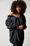 LC25315517-P2-S, LC25315517-P2-M, LC25315517-P2-L, LC25315517-P2-XL, LC25315517-P2-2XL, Women's Black Early Night Thermal Hoodie