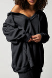 LC25315517-P2-S, LC25315517-P2-M, LC25315517-P2-L, LC25315517-P2-XL, LC25315517-P2-2XL, Women's Black Early Night Thermal Hoodie