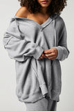 LC25315517-P1011-S, LC25315517-P1011-M, LC25315517-P1011-L, LC25315517-P1011-XL, LC25315517-P1011-2XL, Light Grey Women's Black Early Night Thermal Hoodie