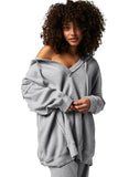 LC25315517-P1011-S, LC25315517-P1011-M, LC25315517-P1011-L, LC25315517-P1011-XL, LC25315517-P1011-2XL, Light Grey Women's Black Early Night Thermal Hoodie