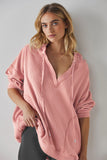 LC25315517-P5010-S, LC25315517-P5010-M, LC25315517-P5010-L, LC25315517-P5010-XL, LC25315517-P5010-2XL, Rose Pink Women's Black Early Night Thermal Hoodie