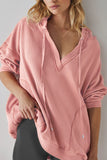 LC25315517-P5010-S, LC25315517-P5010-M, LC25315517-P5010-L, LC25315517-P5010-XL, LC25315517-P5010-2XL, Rose Pink Women's Black Early Night Thermal Hoodie