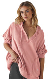 LC25315517-P5010-S, LC25315517-P5010-M, LC25315517-P5010-L, LC25315517-P5010-XL, LC25315517-P5010-2XL, Rose Pink Women's Black Early Night Thermal Hoodie