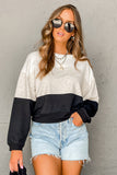 LC25315483-P1011-S, LC25315483-P1011-M, LC25315483-P1011-L, LC25315483-P1011-XL, Light Grey Colorblock Drop Shoulder Pullover Sweatshirt