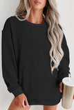LC25315586-P2-S, LC25315586-P2-M, LC25315586-P2-L, LC25315586-P2-XL, LC25315586-P2-2XL, Black CORDED CREWNECK SWEATSHIRT