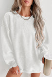 LC25315586-P1-S, LC25315586-P1-M, LC25315586-P1-L, LC25315586-P1-XL, LC25315586-P1-2XL, Bright White CORDED CREWNECK SWEATSHIRT