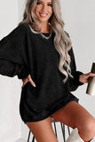 LC25315586-P2-S, LC25315586-P2-M, LC25315586-P2-L, LC25315586-P2-XL, LC25315586-P2-2XL, Black CORDED CREWNECK SWEATSHIRT