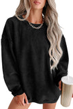 LC25315586-P2-S, LC25315586-P2-M, LC25315586-P2-L, LC25315586-P2-XL, LC25315586-P2-2XL, Black CORDED CREWNECK SWEATSHIRT