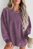 LC25315586-P508-S, LC25315586-P508-M, LC25315586-P508-L, LC25315586-P508-XL, LC25315586-P508-2XL, Violet CORDED CREWNECK SWEATSHIRT