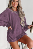 LC25315586-P508-S, LC25315586-P508-M, LC25315586-P508-L, LC25315586-P508-XL, LC25315586-P508-2XL, Violet CORDED CREWNECK SWEATSHIRT