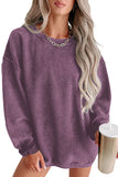 LC25315586-P508-S, LC25315586-P508-M, LC25315586-P508-L, LC25315586-P508-XL, LC25315586-P508-2XL, Violet CORDED CREWNECK SWEATSHIRT