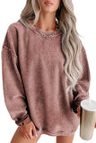 LC25315586-P4010-S, LC25315586-P4010-M, LC25315586-P4010-L, LC25315586-P4010-XL, LC25315586-P4010-2XL, Peach Blossom CORDED CREWNECK SWEATSHIRT