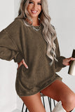 LC25315586-P5017-S, LC25315586-P5017-M, LC25315586-P5017-L, LC25315586-P5017-XL, LC25315586-P5017-2XL, Dark Brown CORDED CREWNECK SWEATSHIRT