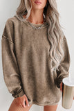 LC25315586-P7016-S, LC25315586-P7016-M, LC25315586-P7016-L, LC25315586-P7016-XL, LC25315586-P7016-2XL, Smoke Gray CORDED CREWNECK SWEATSHIRT