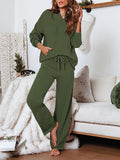 Women's Two Piece Sweater Outfits Set Loose Fit Hoodie Top Wide Leg Pants