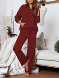 Women's Two Piece Sweater Outfits Set Loose Fit Hoodie Top Wide Leg Pants