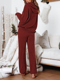 Women's Two Piece Sweater Outfits Set Loose Fit Hoodie Top Wide Leg Pants