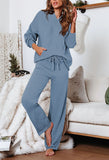 Women's Two Piece Sweater Outfits Set Loose Fit Hoodie Top Wide Leg Pants