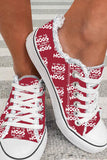 We Are The Hogs Letter Print Low Top Flat Canvas Shoes